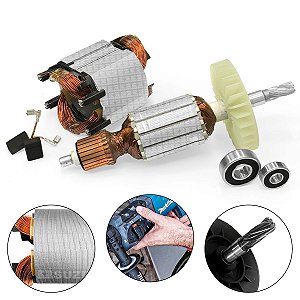 Induzido, Bobina, Carvão E Rolamentos Makita Hr2470 220v