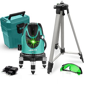 Nivel A Laser 5 Linhas Verde 360 Graus Maleta Esquadro Tripé