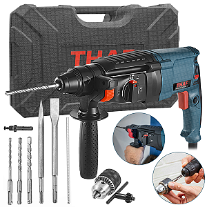 Martelete Thaf 11253 Azul Com 800w 220v +kit Brocas Mandril
