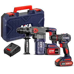Combo Furadeira Martelete 20v Biv Dr13a E Dh30a 4.0ah Aika