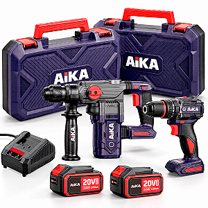 Combo Furadeira Martelete 20v Biv Dr13a E Dh30a 4.0ah Aika