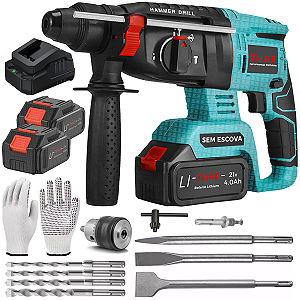 Furadeira Martelete Thaf 21v Com Impacto Baterias 4ah + Kits