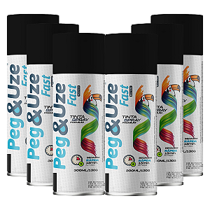 Tinta Spray Preto Fosco Uso Geral 300ml/130g 6 Unidades