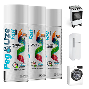 KIT 3 Spray Peg&Use 300ml Uso Geral COR BRANCO BRILHANTE
