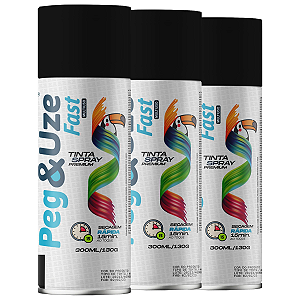 KIT 3 Spray Peg&Use 300ml Uso Geral COR PRETO BRILHANTE