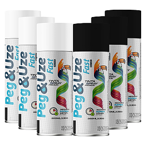 KIT 6 Spray Peg&Use 300ml Uso Geral PRETO E BRANCO BRILHANTE