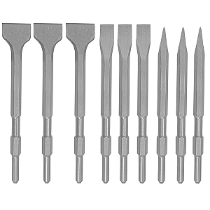 Kit 3 Ponteiros E 6 Talhadeira Para Martelo Sextavado 17mm