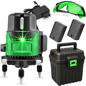 Nível Laser Verde Giratório 5 Linhas Verde Profissional 360