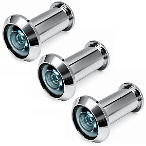 Olho Mágico Cromado 3x 200° 16mm Elegante De Alta Segurança