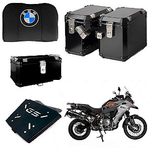 Kit Bauleto Preto 55L GS 850 / 1200 / 1250 Adv + Suporte