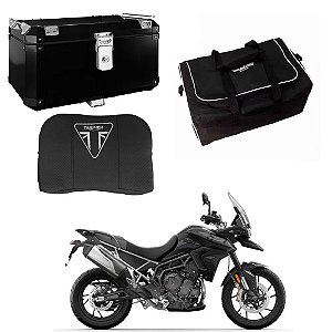 Bau 55L Tiger 900 Preto + Bolsa + Encosto Bráz