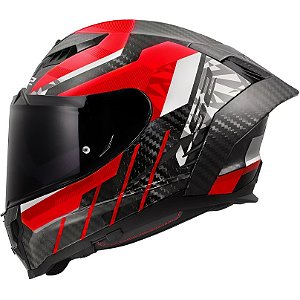 Capacete LS2 FF807 Dragon Carbon Trax Vermelho