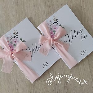 Caderno de Votos floral com laço