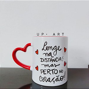 Caneca Amizade à distância com alça de coração