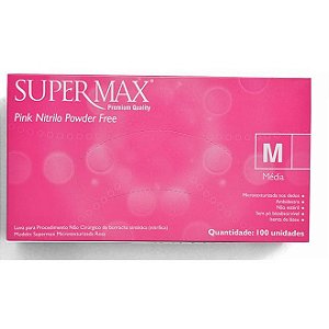Luva Nitrilo Supermax Pink M - 50 pares