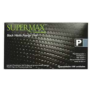 Luva Nitrílica Supermax Preta - 50 pares