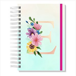 Caderno Alfabeto Floral Ciano
