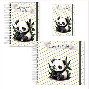 Kit Livro + Caderneta + Porta Documentos Panda Neutro II