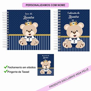 Kit Livro + Caderneta + Porta Documentos Urso Príncipe