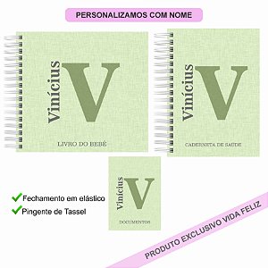 Kit Livro + Caderneta + Porta Documentos Minimalista Verde