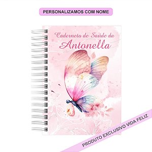 Caderneta de Saúde/Vacinação Borboleta Rosa Textura