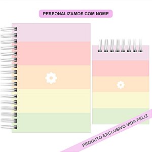Kit Caderno + Bloquinho de Anotações Personalizado Candy Flor