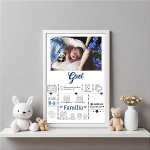 Quadro Interativo Nascimento Menino com Foto Azul