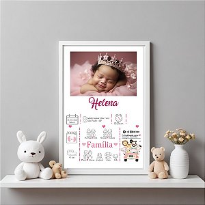 Quadro Interativo Nascimento Menina com Foto Safari Rosa