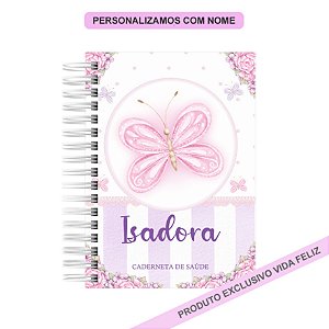 Caderneta de Saúde/Vacinação Borboletas Lilás e Rosa Menina