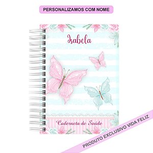 Caderneta de Saúde/Vacinação Borboletas Azul e Rosa Menina