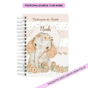Caderneta de Saúde/Vacinação Elefantinha Vintage Menina