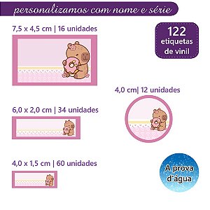 Kit 122 Etiquetas Escolares Personalizadas Capivara Cute