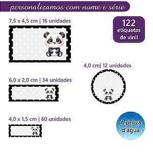 Kit 122 Etiquetas Escolares Personalizadas Panda