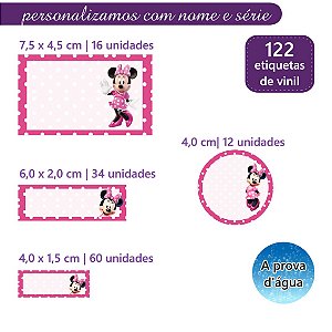 Kit 122 Etiquetas Escolares Personalizadas Minnie Rosa