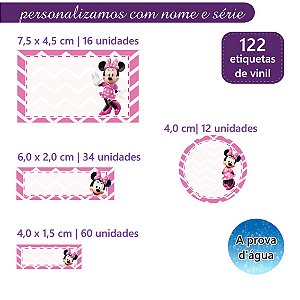 Kit 122 Etiquetas Escolares Personalizadas Minnie Rosa