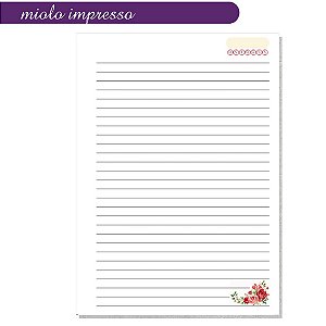Miolo Impresso Caderno Rosa Vermelha A5 - 100 folhas