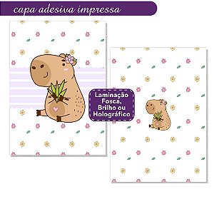 Capa Adesiva Impressa e Laminada Capivara Cute A5