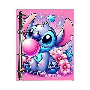 Fichário Personalizado Stitch Rosa Chiclete
