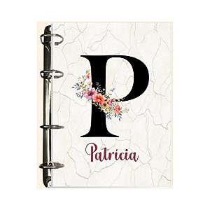 Fichário Personalizado Alfabeto Floral Mármore