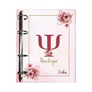 Fichário Personalizado Profissões Vinhoe Rosa Floral