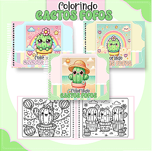 Livro de Colorir Cactos Fofos