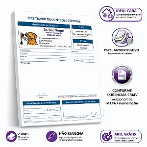 Receituário Controle Especial Veterinário Personalizado 2 Vias Numerado CRMV
