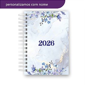 Agenda 2026 Flores Azuis Borboleta Personalizada