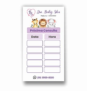 Cartão de Horário | Agendamento | Pediatria | Personalizado | MP100