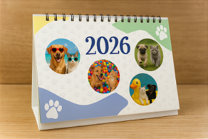 Calendário 2026 Fotos de Pet | Calendário de Mesa Personalizado