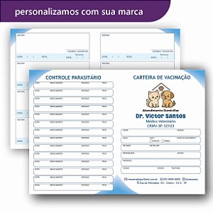 Carteira de Vacinação | Veterinário | Personalizada | Simples | 1 dobra | VET101