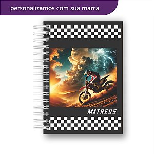 Agenda Escolar | Personalizada | Menino Moto | Corrida | Colocamos Nome na Capa