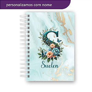Caderno Universitário | Alfabeto | Verde e Rosa | Com Nome | Personalização Gratuita