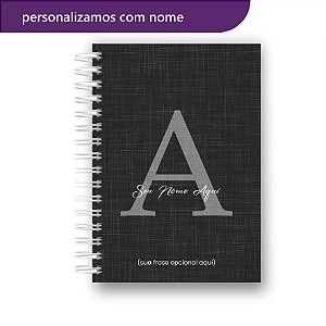 Caderno Letra Inicial Nome Alfabeto Linho Preto A5 - 15x21cm