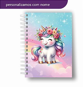 Caderno Universitário Unicórnio Com Nome Personalização Gratuita Premium